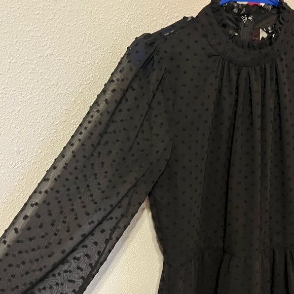 Trixxi Black Grated Polka Dot Dress - Picture 2 of 4